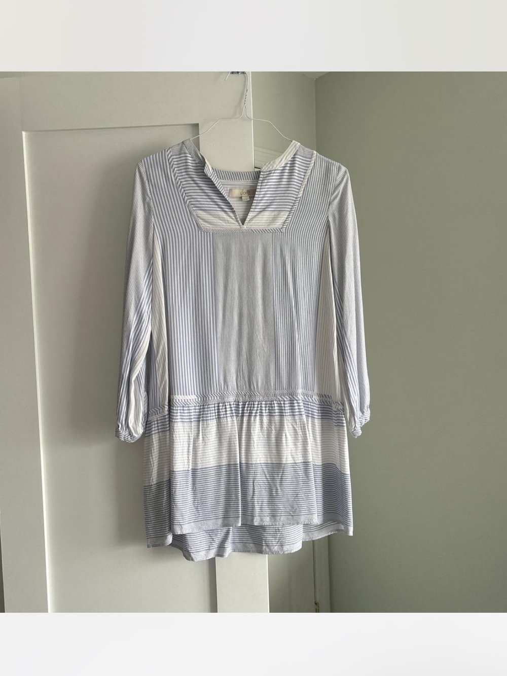 Loft pinstripe blue mini dress
